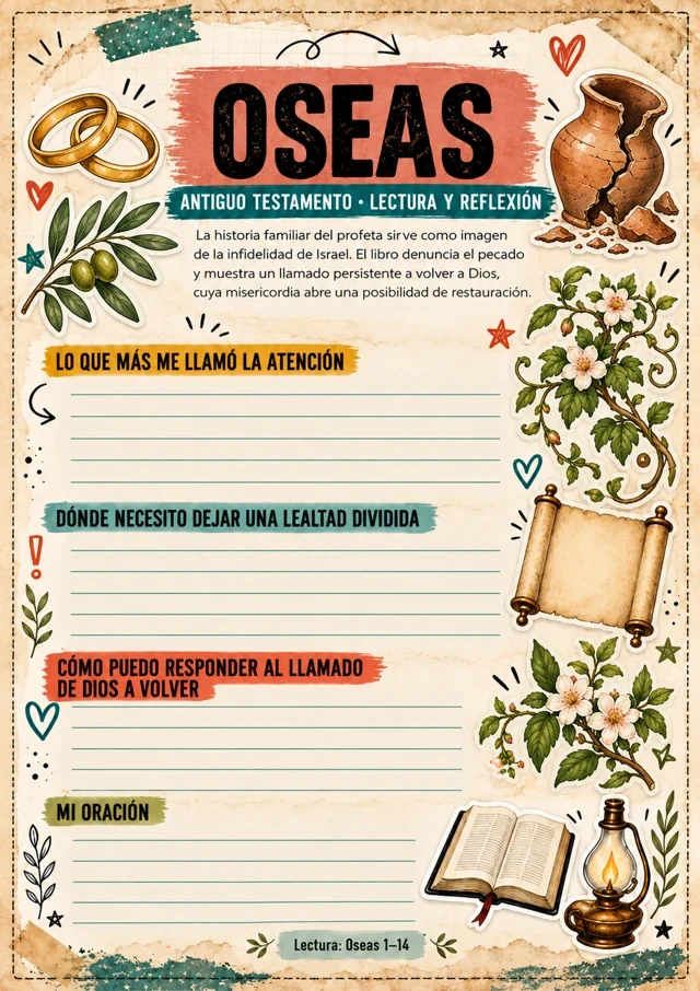 Hoja devocional de Oseas al frente del conjunto
